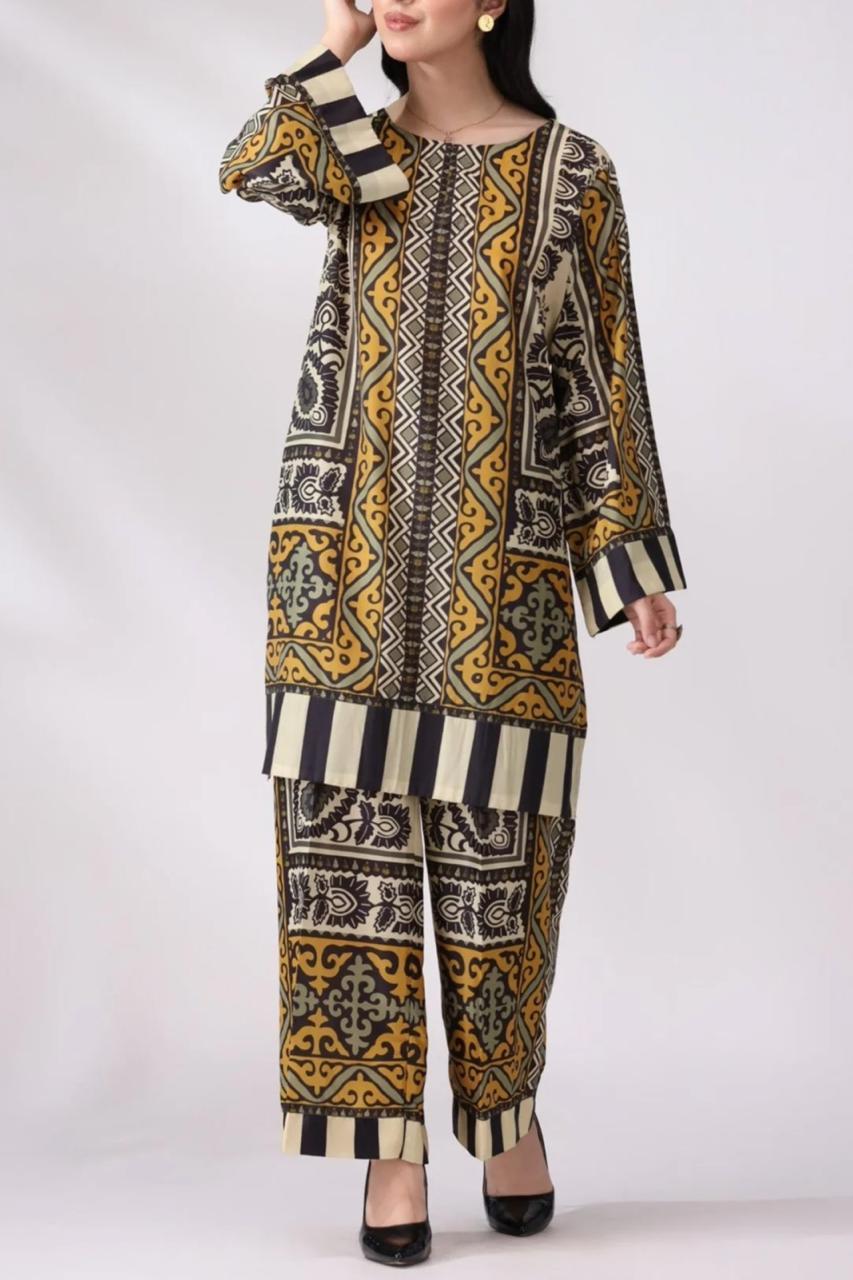 Women's Stitched Printed Shirt and Trouser Set - 2 Pcs