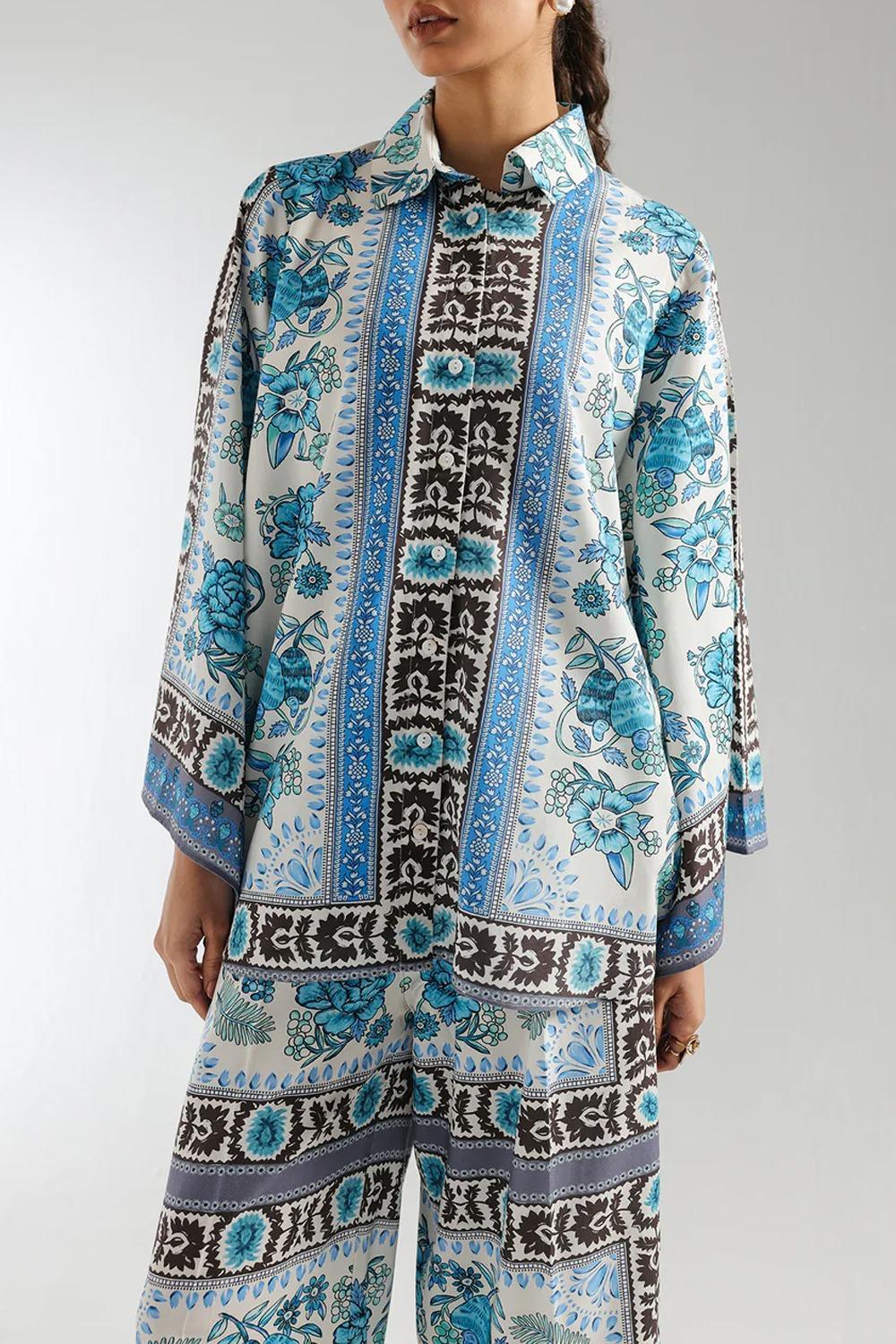 Stylish Printed Shirt and Trouser Set - 2 Pcs