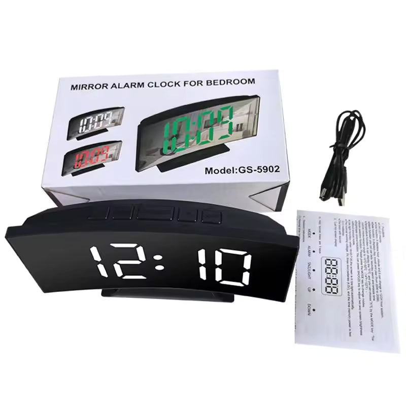 Electronic Alarm Clock Noiseless Design Digital LED Large Display