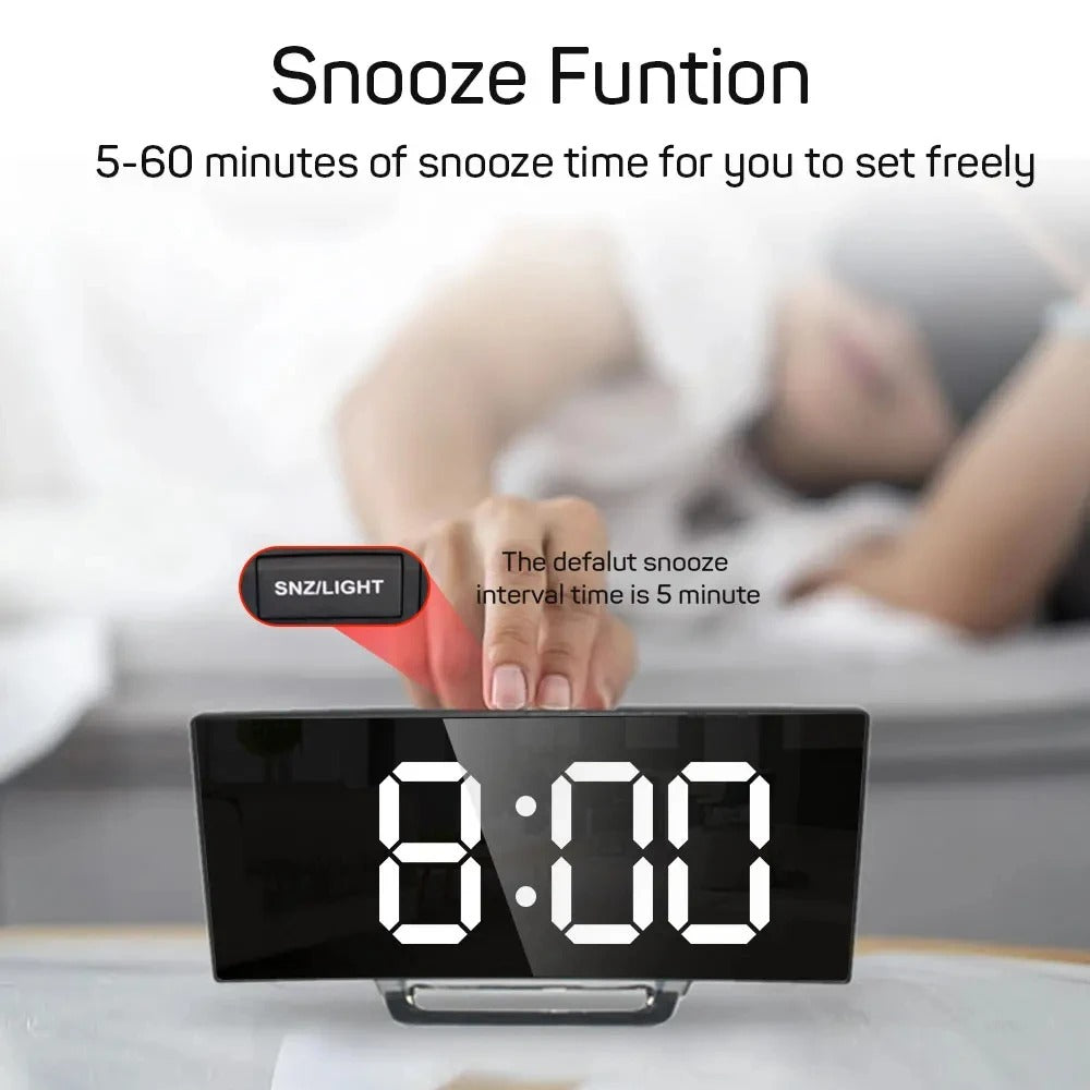 Electronic Alarm Clock Noiseless Design Digital LED Large Display
