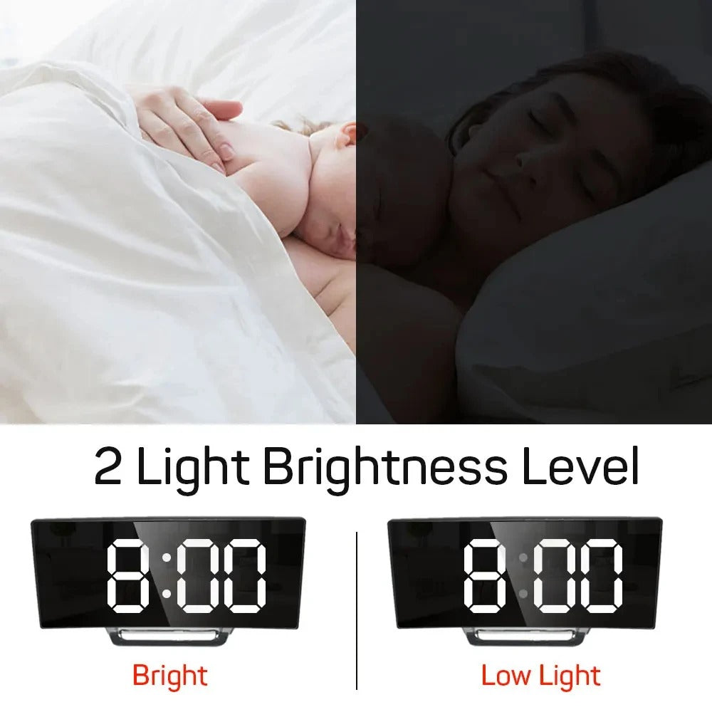 Electronic Alarm Clock Noiseless Design Digital LED Large Display