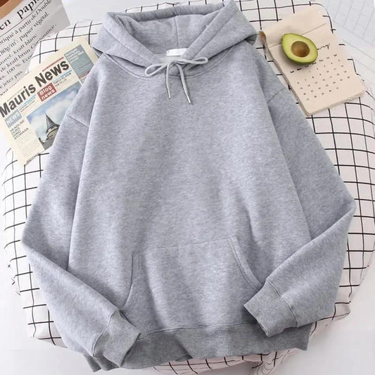 Men's Grey Fleece Hoodie - Stylish Comfort in Plain Design