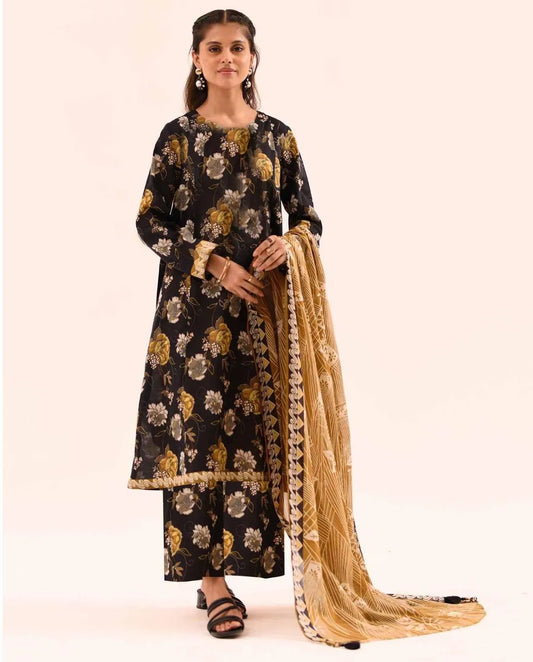 3 Pcs Women's Unstitched Printed Suit