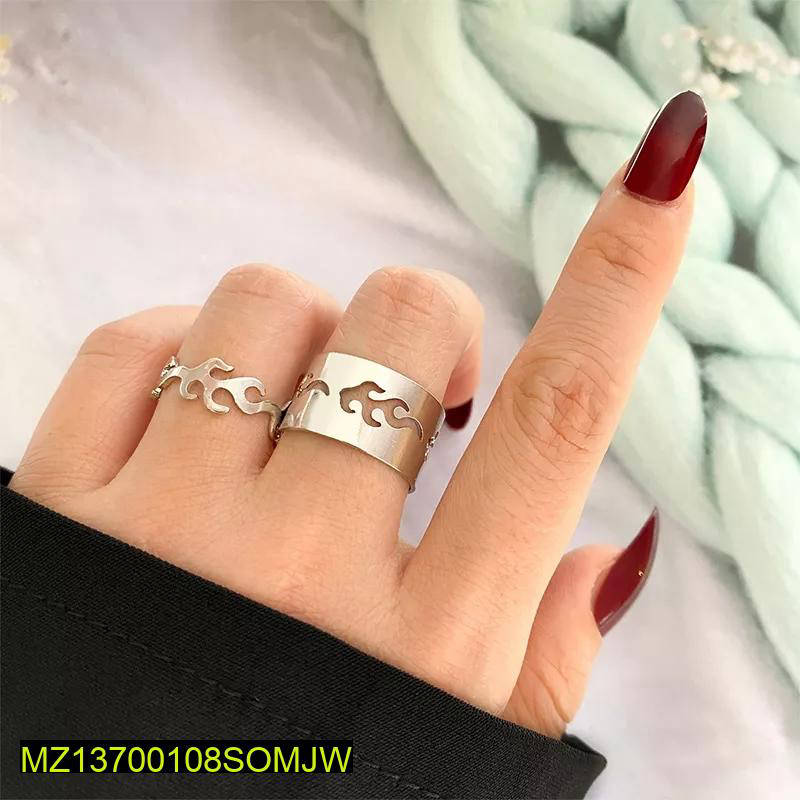 2 Pcs Trendy Couple Flame Rings