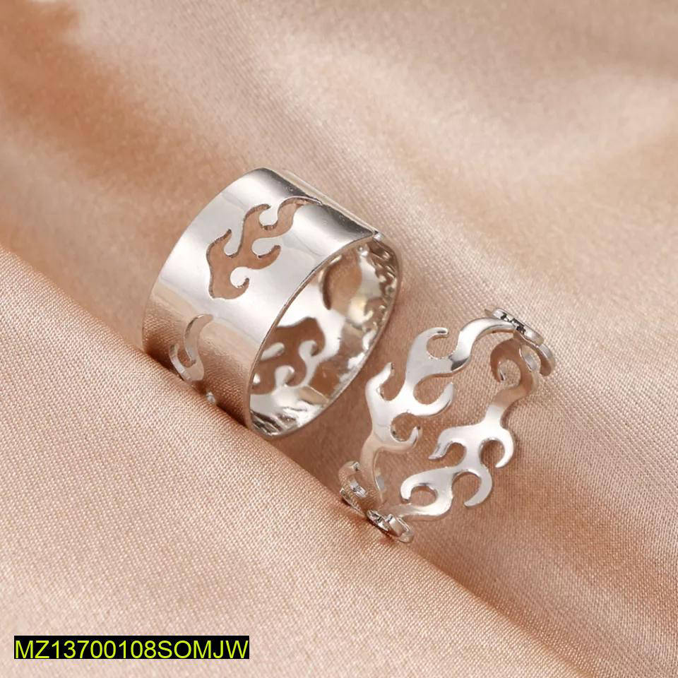 2 Pcs Trendy Couple Flame Rings