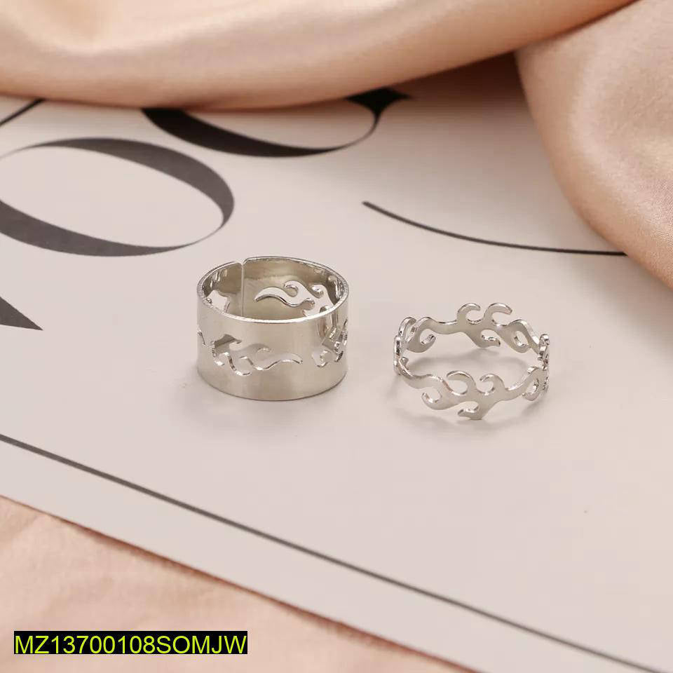 2 Pcs Trendy Couple Flame Rings