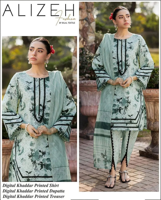 3 Pcs Women's Unstitched Digital Print Suit