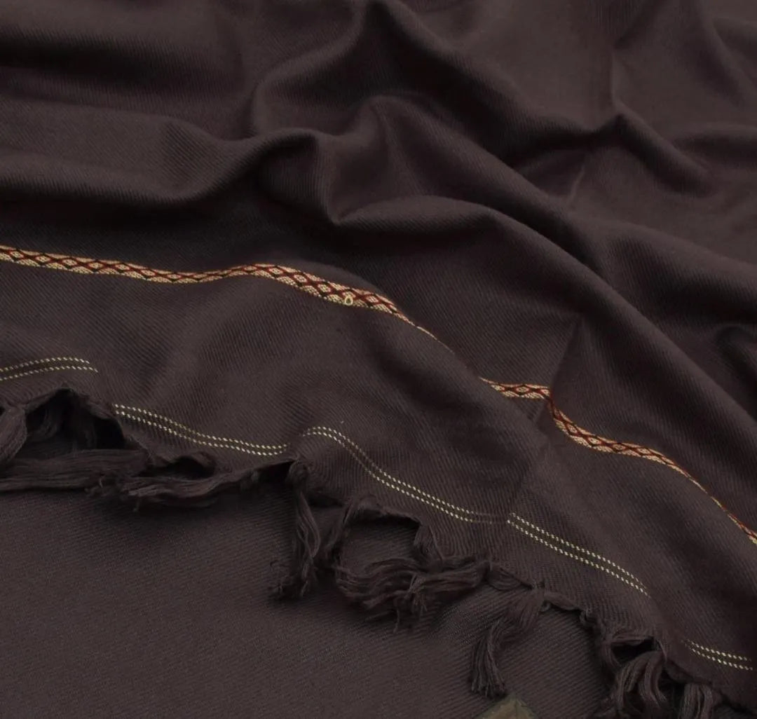 Brown Wool Shawl - 1 Pc Plain Style for Effortless Warmth