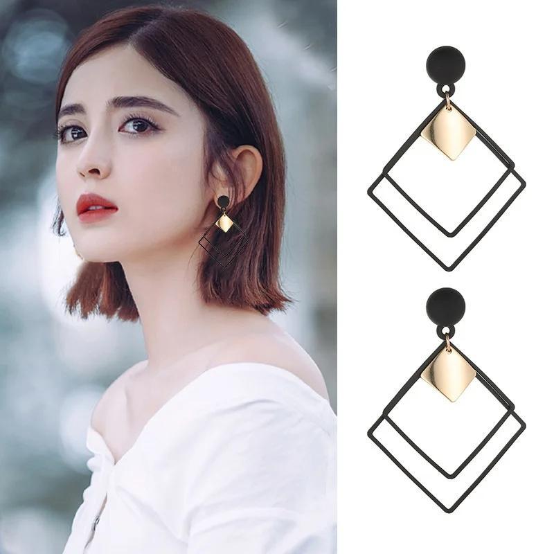 Pair Of Acrylic Plated Modern Design Earrings
