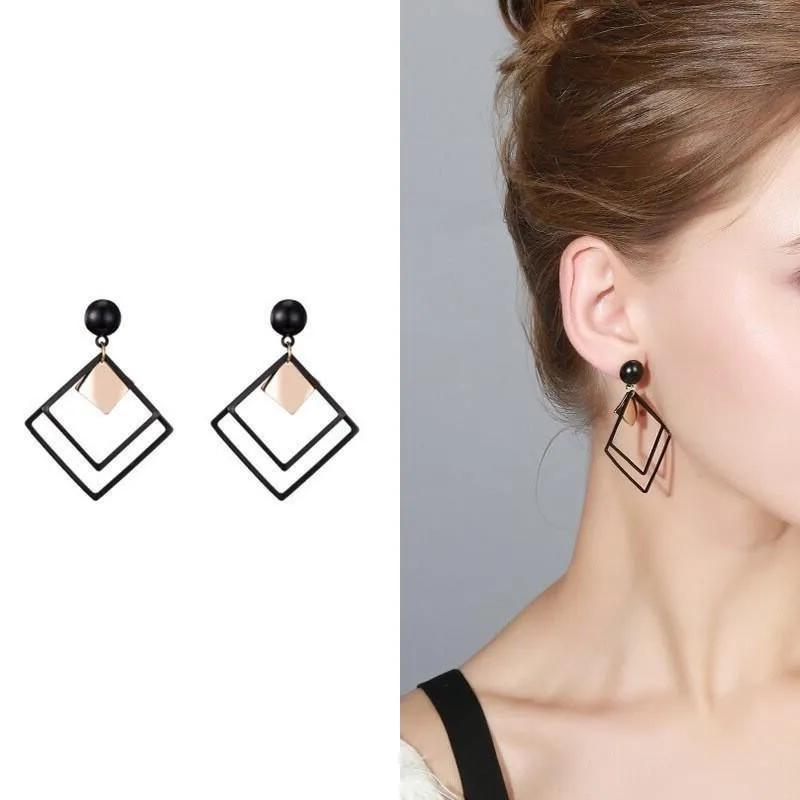 Pair Of Acrylic Plated Modern Design Earrings