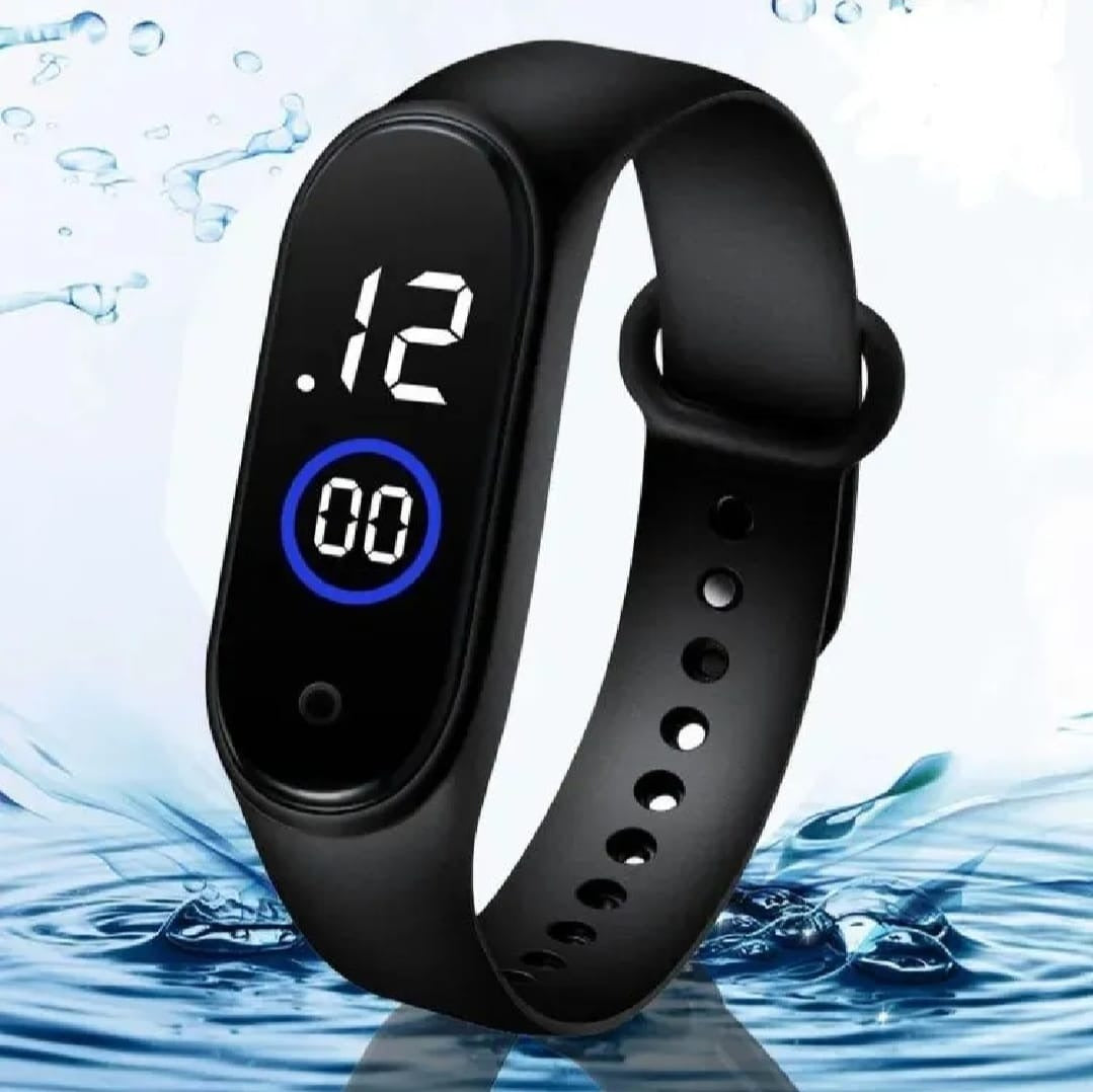 Latest M4 LED Watch Digital Sports Bracelet for Boys & Girls – Waterproof Touch Display – Random Band Color (Without Box