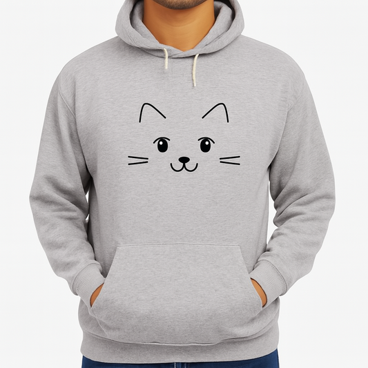 New Summer Collection Full Grey Hoodie Cute Cat Printed