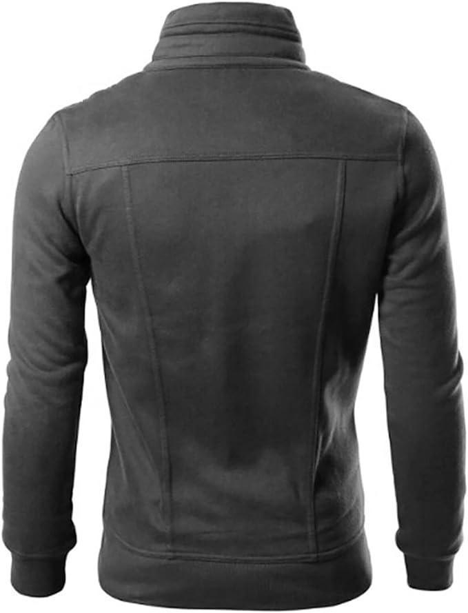 Men's Stitched Fleece Zipper Jacket, Black